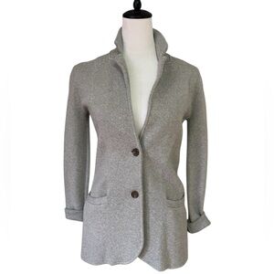 J.Crew Gray 100% Cotton Knit Blazer Cardigan XXS | Office Workwear